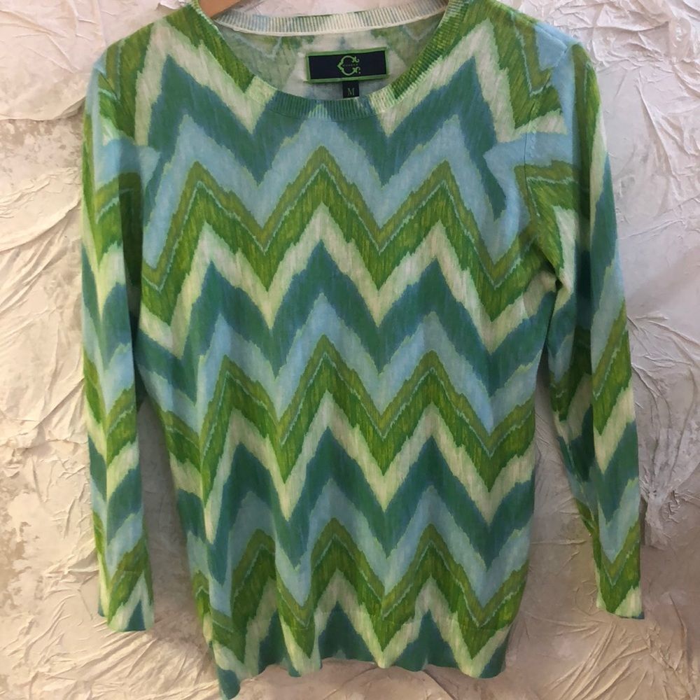 C Wonder cotton watercolor chevron sweater. M